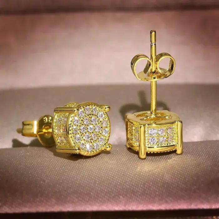 Magnifiques boucles d'oreilles en or véritable 18k pour femme