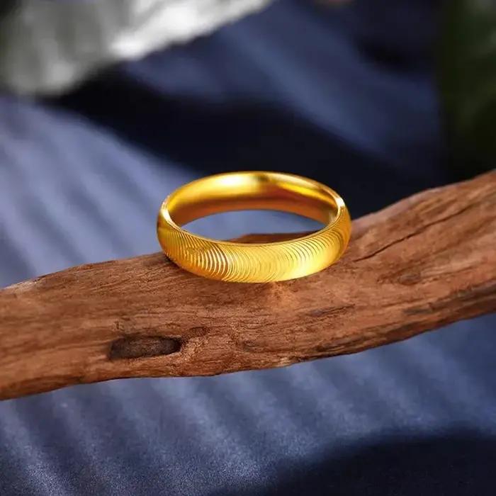 Bagues en or 24 carats brillantes simples et élégantes pour hommes et femmes