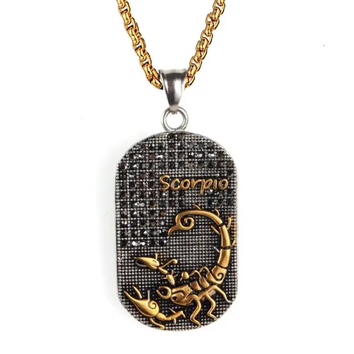 Sagittaire 12 Constellations Collier cadeaux d'anniversaire couleur or acier inoxydable amulette pendentif signe du