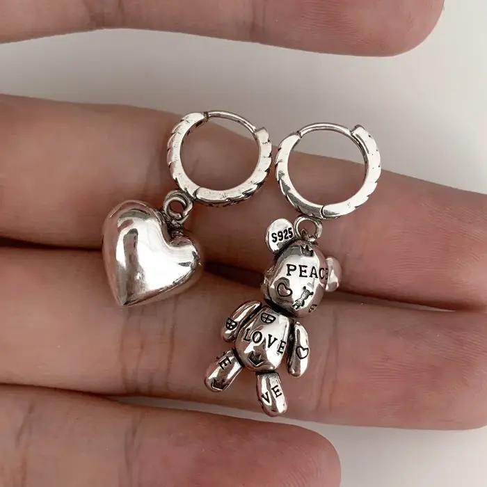 Boucles d'oreilles ours en argent Sterling 925