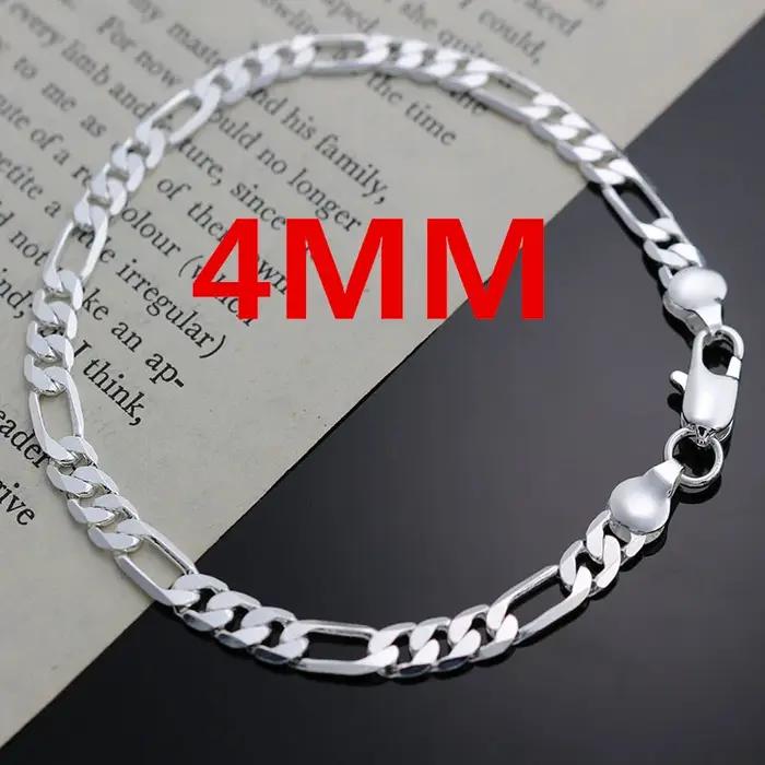 Noble nouvelle arrivée 925 en argent sterling 4MM chaîne pour hommes femmes Bracelet collier ensemble de bijoux dame cadeaux de noël breloques de mariage