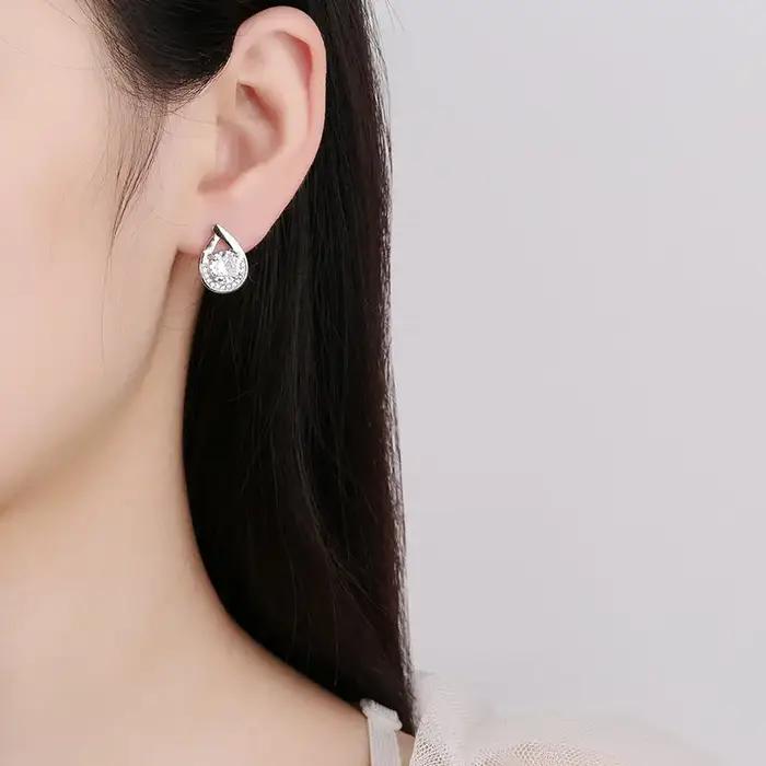 Boucles d'oreilles en argent Sterling 925 et zircone