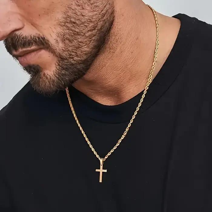 Nouveau collier pendentif croix en acier inoxydable pour hommes femmes minimaliste couleur or bijoux mâle femme colliers ras de cou cadeaux 2025