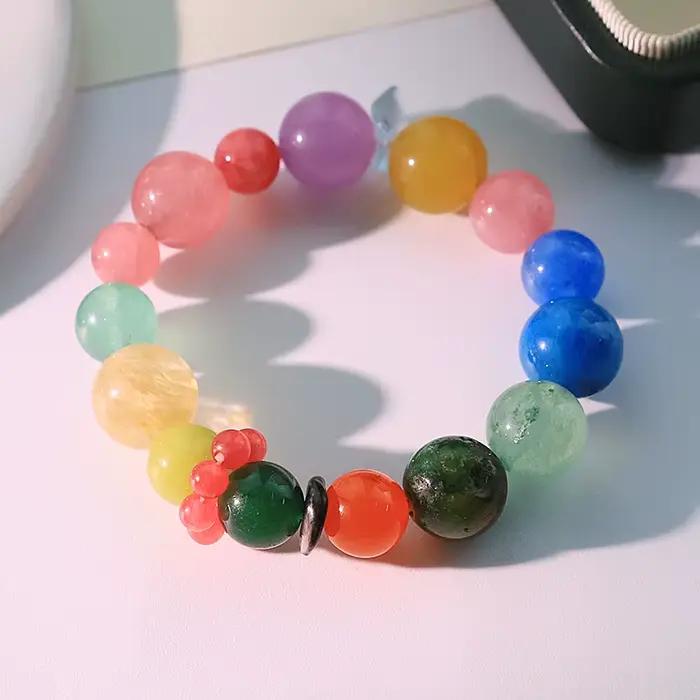 Bracelet en cristal multi-trésor coloré design fait à la main porte-bonheur cadeau accessoire émotionnel pour femmes occasions spéciales