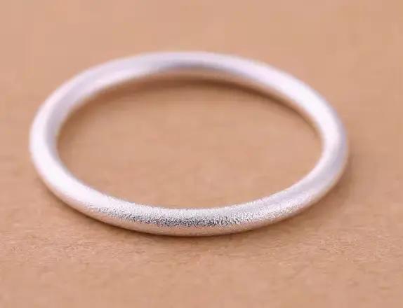 Bagues en argent véritable 999 pour filles, bagues en argent pur, bague simple 1,5 mm 2 mm, grande taille 12