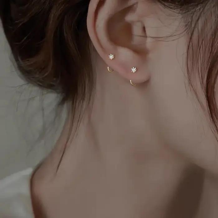 Boucles d'oreilles élégantes minimalistes en Zircon pour adolescents