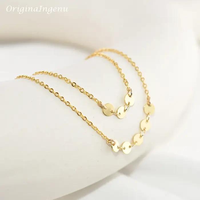 Collier de pièces de monnaie double couche fait à la main pour femme, tour de cou en argent véritabl