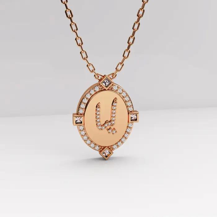 Collier arabe personnalisé pendentif en diamant plaqué or 3D18k