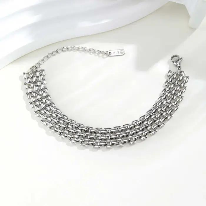 Bracelet en maille d'acier inoxydable unisexe avec design géométrique hypoallergénique pour homme et femme occasions spéciales et quotidiennes