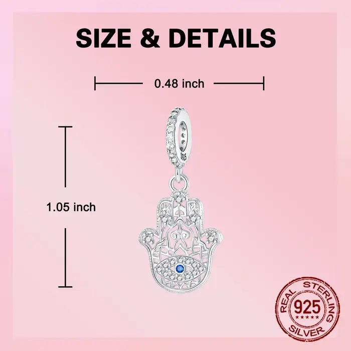 Bracelet Main de Fatima Talisman en Argent Sterling 925 Zircon Blanc Protection Symbole Chance Occasion Spéciale Femmes Bijoux