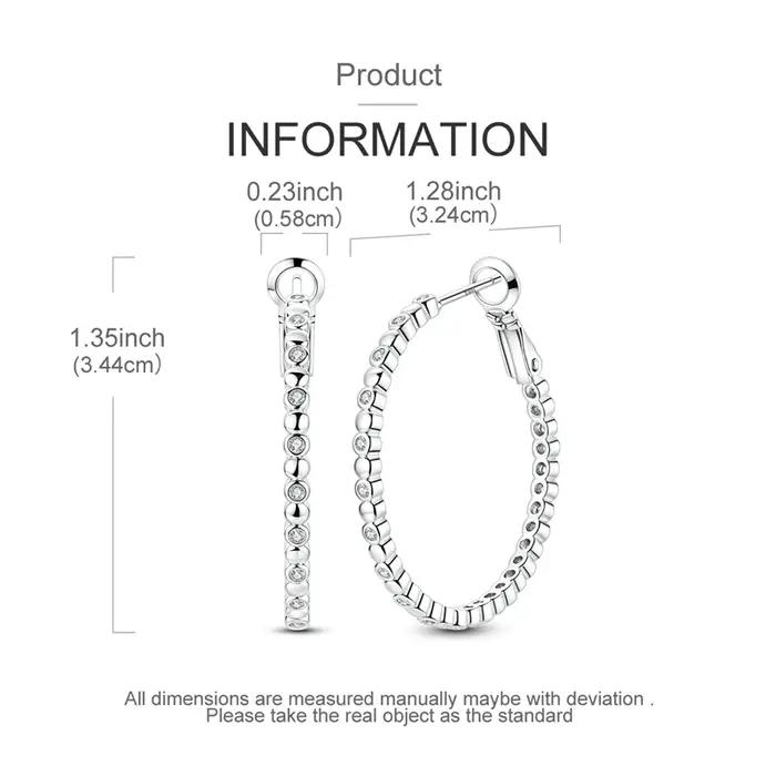 Boucles d'oreilles rondes en argent Sterling 925 pour femmes et filles
