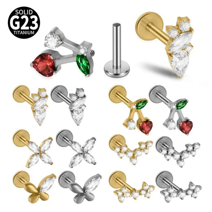 Boucles d'oreilles Dreamlee en titane style moderne triangle zircone cubique pour piercing cartilage tragus helix lobe ajustement supérieur femme occasions spéciales