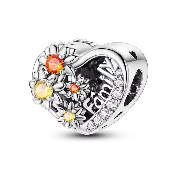 Breloques famille heureuse en argent Sterling 925, perle en Zirconium, amour de la famille, adaptées