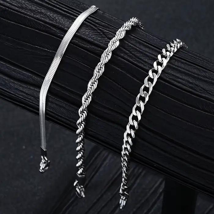 Ensemble de bijoux simples en acier inoxydable pour hommes