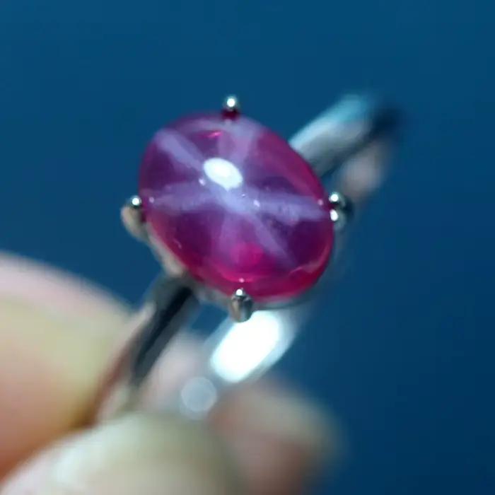Bague réglable en rubis de laboratoire Meihan pour femme