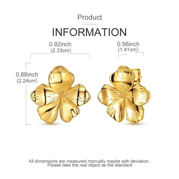 Boucles d'oreilles à fleurs dorées en argent Sterling 925