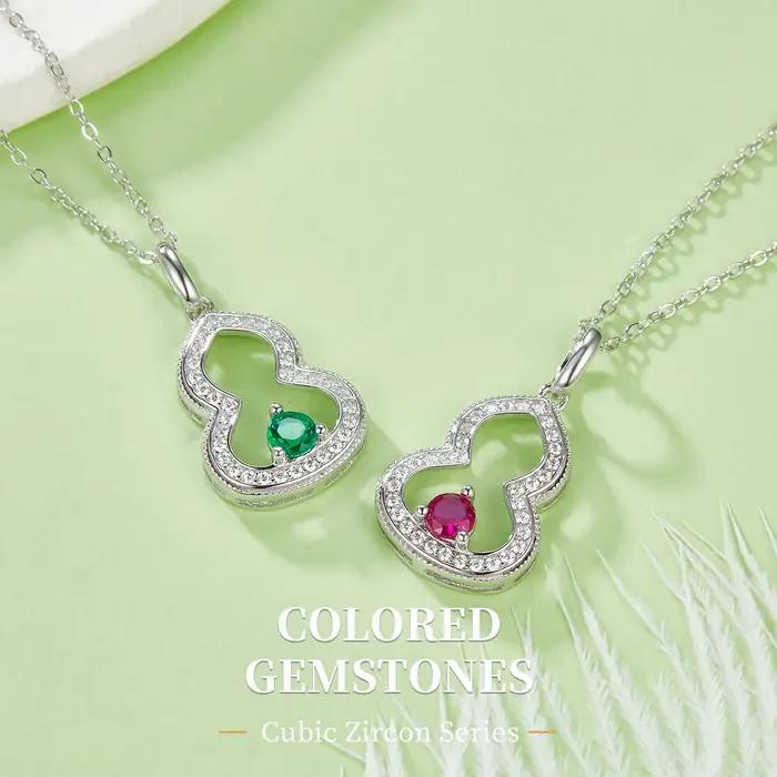 Collier pendentif en rubis et émeraude cultivés en argent sterling pour femmes romantiques occasions spéciales