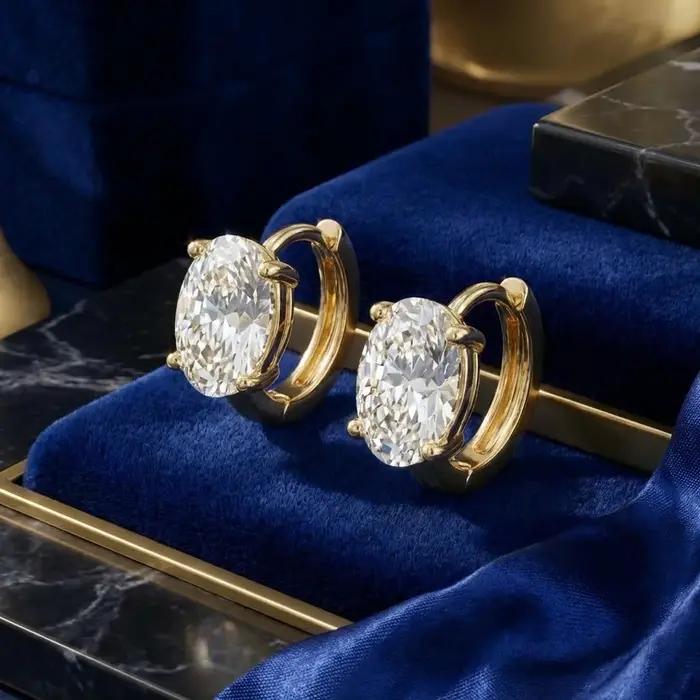 Boucles d'oreilles créoles Moonmory en laiton écologique avec zircon marquise pour femme