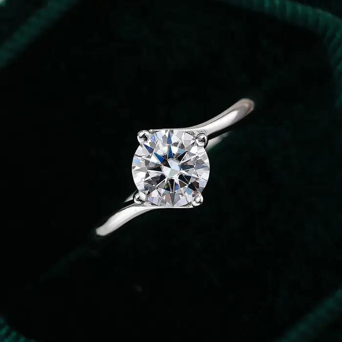 Belle alliance de mariage en platine massif PT950, bague de fiançailles en moissanite pour femme, ba