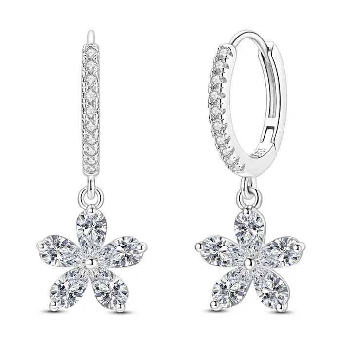 Nouvelles boucles d'oreilles pendantes en argent sterling 925 avec zircon