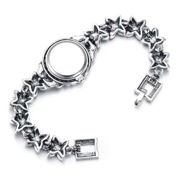 Bracelets plaqués argent prairie pour femmes, breloques pour filles, accessoires en cristal, mode dame, montres à quartz, accessoires à main féminins