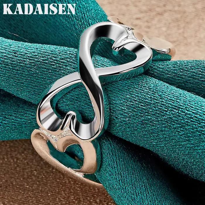 Bague en argent Sterling 925 en forme de cœur pour femmes
