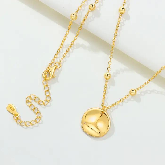 Collier avec pendentif en argent sterling 925 et or 18 carats design original pour femmes cadeaux d'anniversaire bijoux fins à la mode occassions spéciales