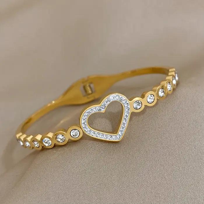 Bracelet assorti d'amour Femme Luxe strass coeur