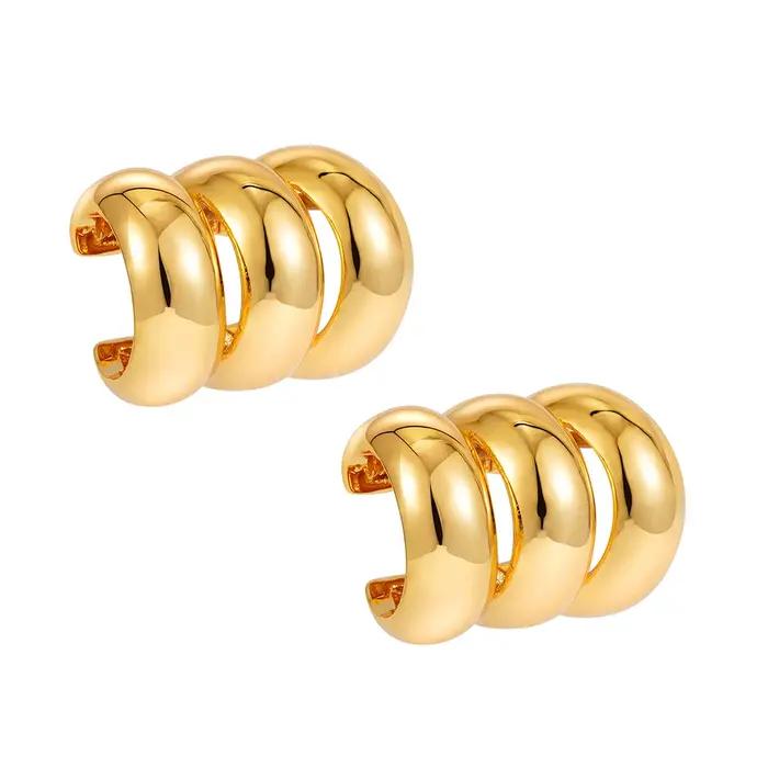 Manchette d'oreille plaquée or carillon pour femme