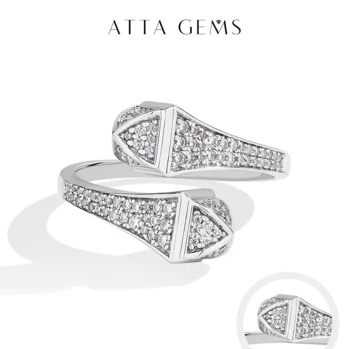 Anneau en argent sterling 925 sertie de Moissanite D VVS1 design serpent réglable pour femmes occasions spéciales mariage fiançailles soirée