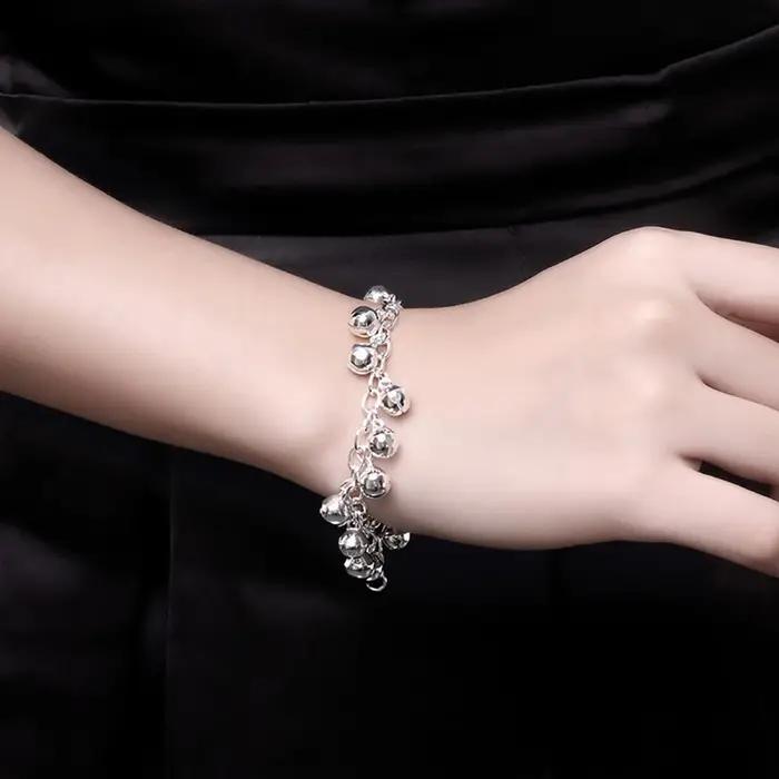 Bracelets à breloques en argent sterling 925 avec perles clochettes pour femmes