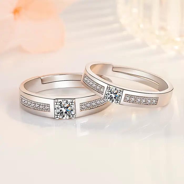 Bague en argent sterling 925 de luxe, simple et exquise, avec zircon, pour hommes et femmes, cadeau de mariage, bijou charmant