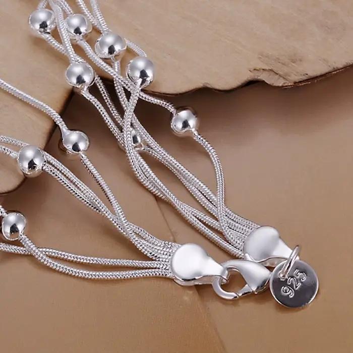 Vente chaude mode beau produit 925 bijoux en argent Sterling chaîne perles Bracelets pour dame mignonne femmes cadeaux H234