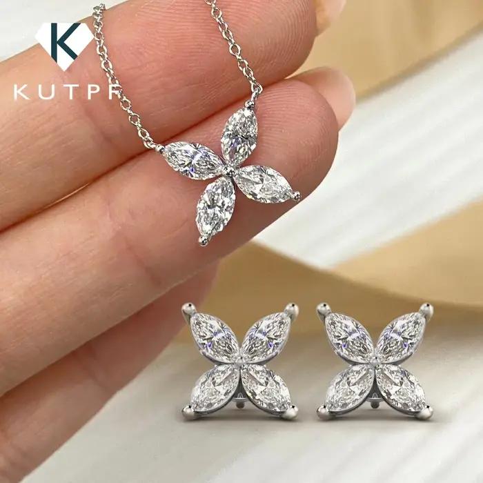 Ensemble de bijoux Moissanite élégants en argent 925 avec certificat pour femmes et occasions spéciales comme les mariages et les anniversaires
