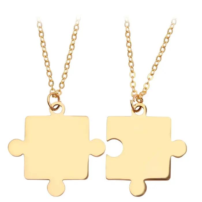 Collier pendentif Puzzle classique en acier inoxydable