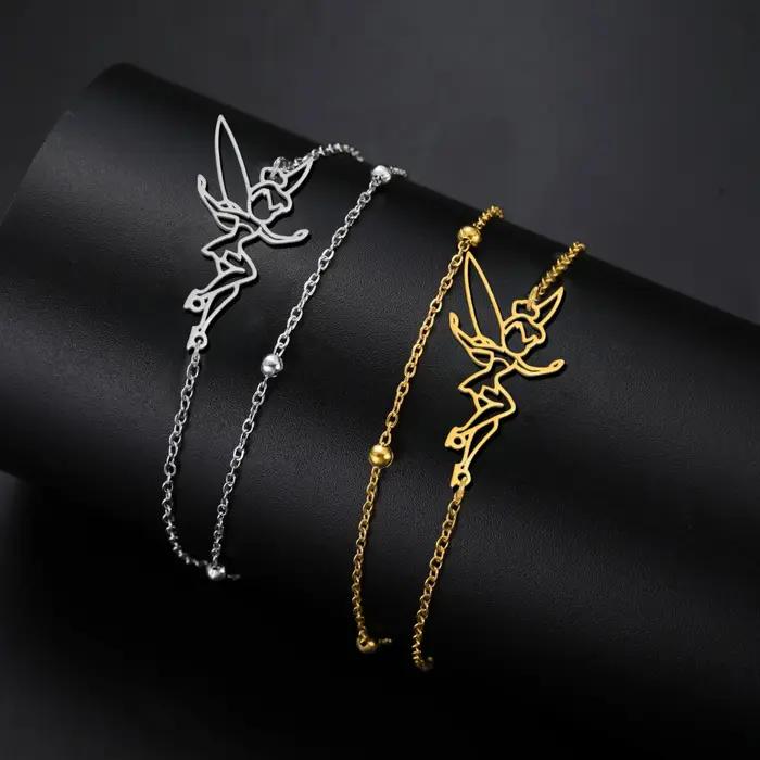 Bracelet de fée pixie en acier inoxydable avec motifs squelette pour filles et femmes occasions spéciales