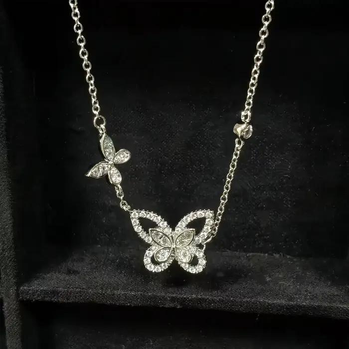 Collier de luxe classique en argent sterling S925 pour femme. Design papillon 1:1