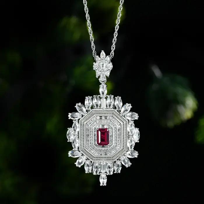 Wuiha 925 argent Sterling laboratoire saphir rubis haute teneur en carbone diamant pierres précieuse