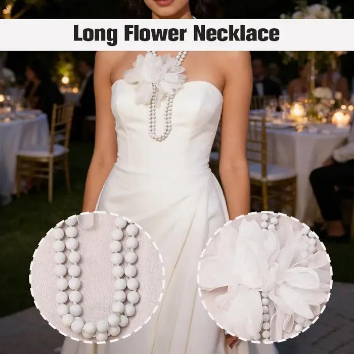 Collier long bohème élégant à grandes fleurs