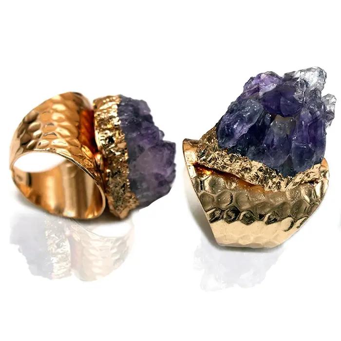 Bague en pierre d'yst brute irrégulière pour femme