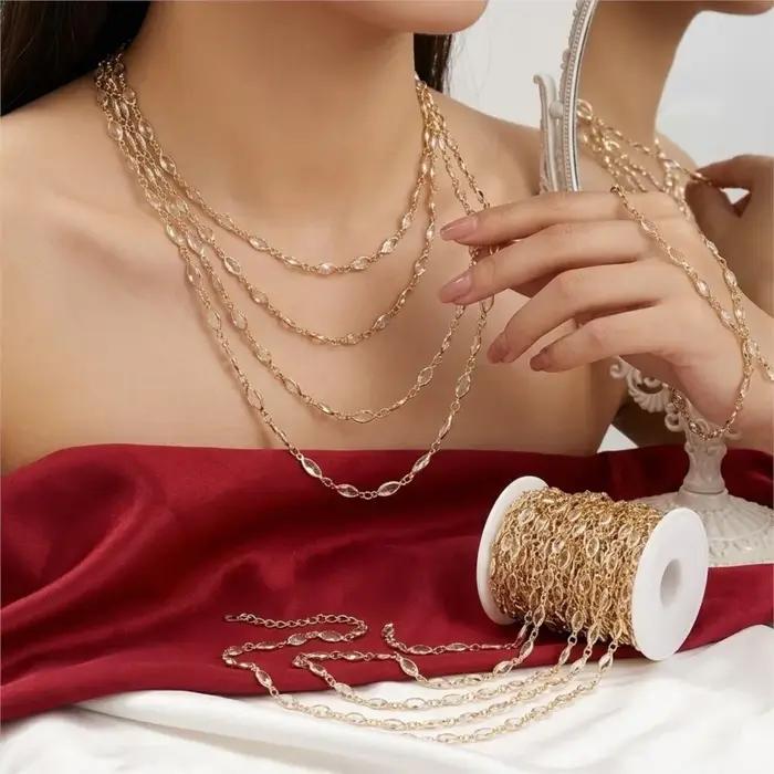 Chaîne Transparente en Laiton Plaquée Or 18 Carats Élégante Pour Création de Bijoux Colliers Bracelets Occasions Spéciales Femmes