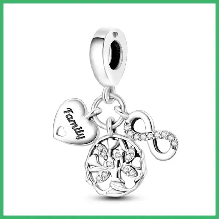 Pendentif à breloques arbre de vie en argent Sterling 925 avec zircone cubique, adapté au bracelet e