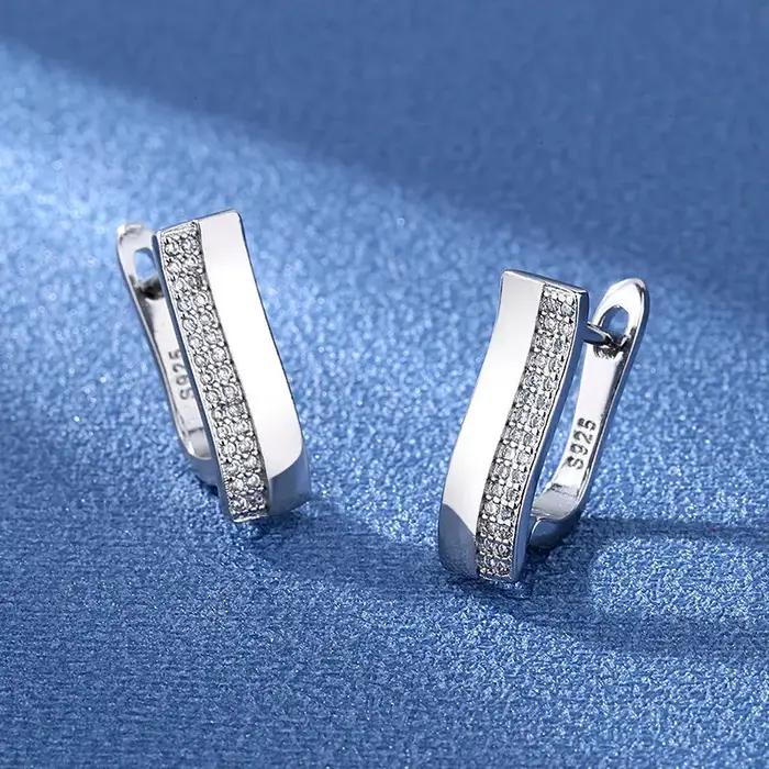 Boucles d'oreilles en argent Sterling 925 et zircone