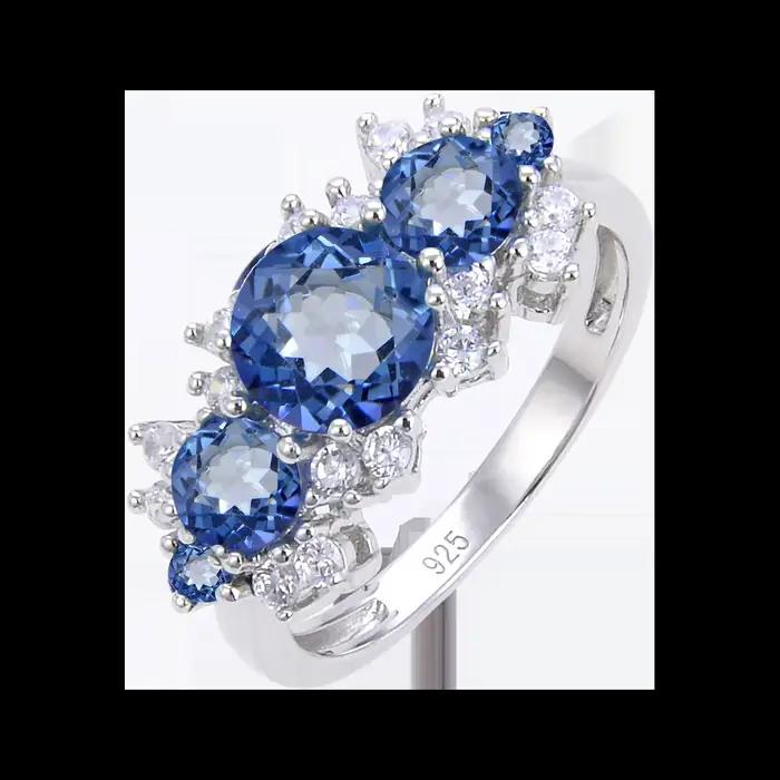 GEM'S BALLET-Bague de Luxe Vintage en Argent Sterling 925, Topaze Bleu Ciel Naturelle, Pierre de Nai