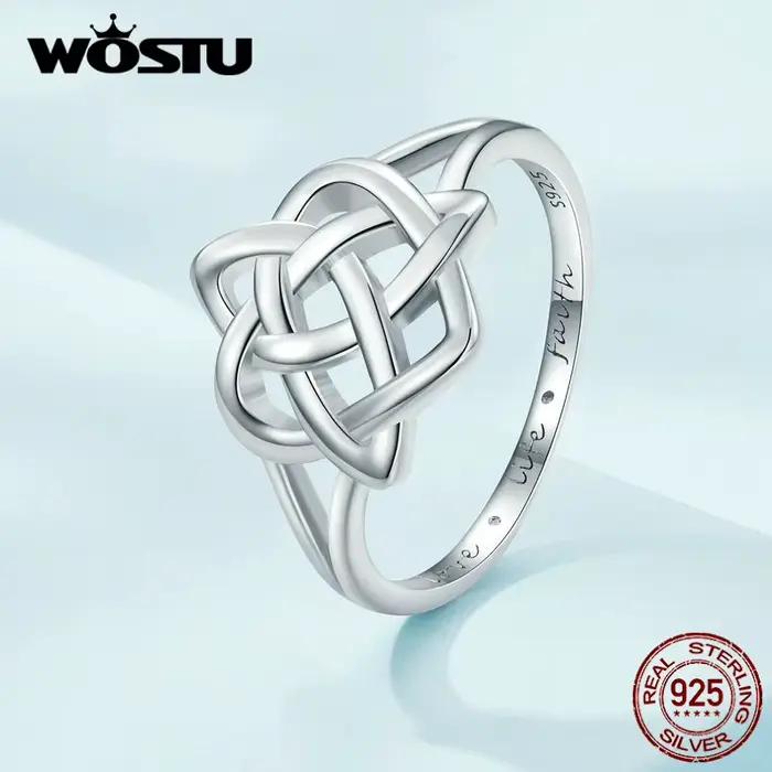 WOSTU – bagues à nœud celtique en argent Sterling 925 pour femmes