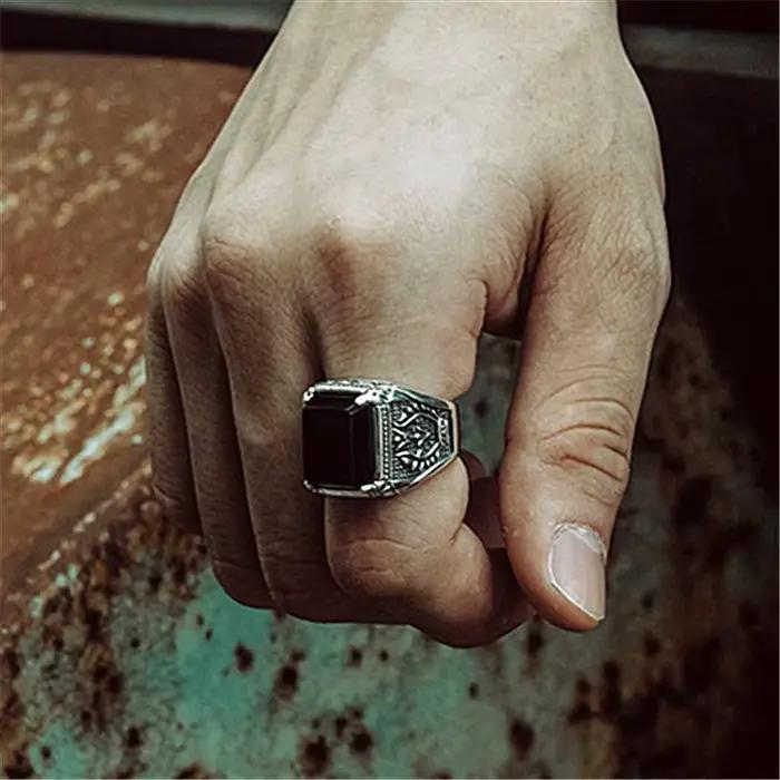 Bague en argent 925 sertie d'agate pour hommes et femmes occasion engagement romantique vintage