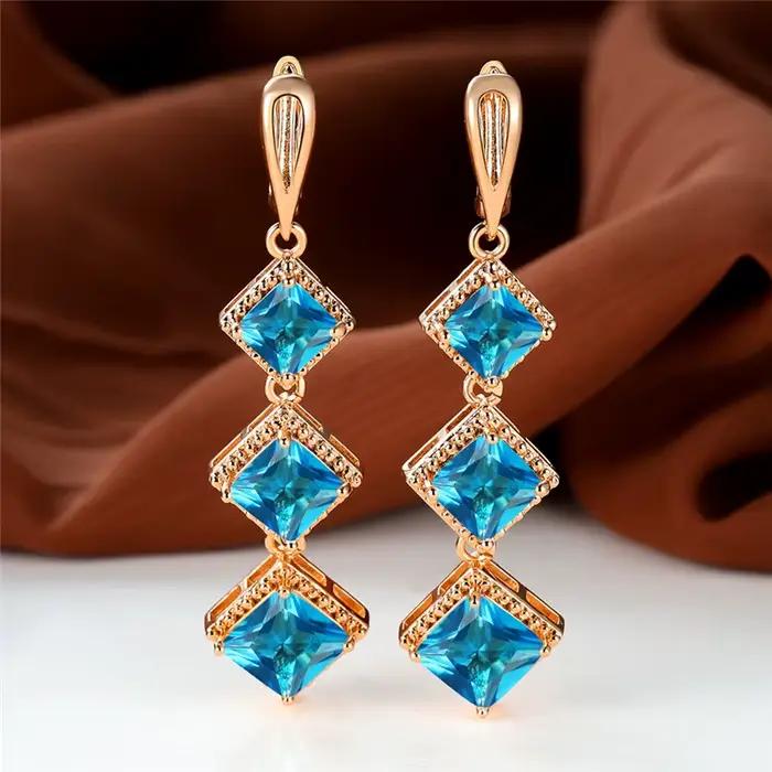 Boucles d'oreilles de fiançailles couleur or Rose, 12 couleurs, cerceau avec pierre de naissance, Zi