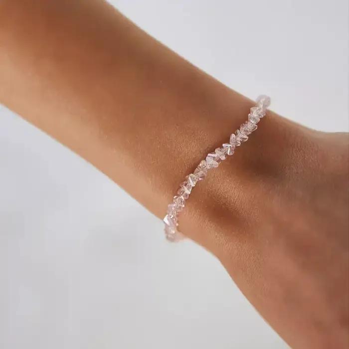 Bracelet de perles irrégulières en cristal Transparent pour femmes