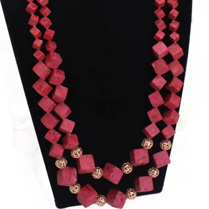 Dudo bijoux grandes perles de corail ensemble