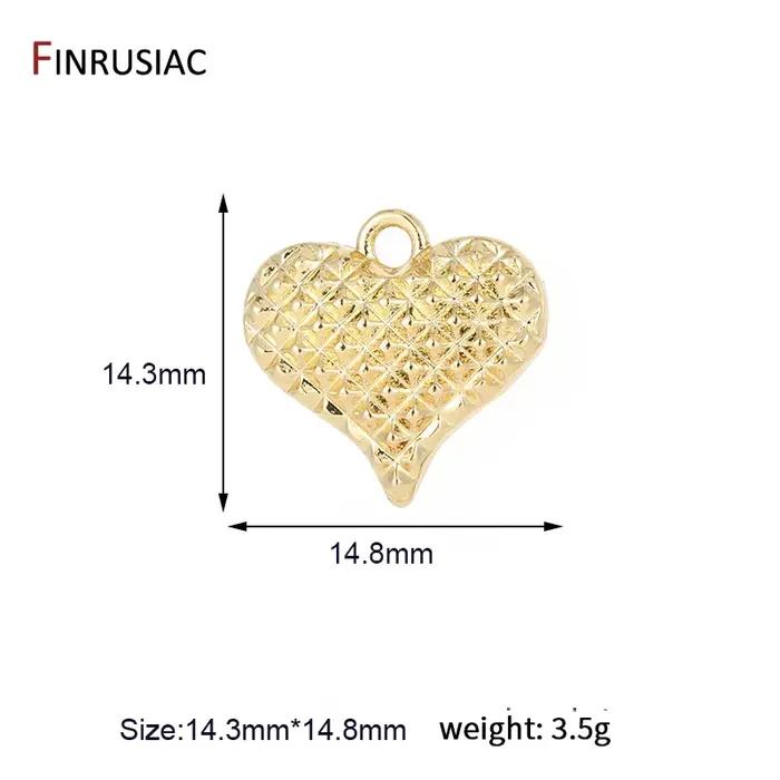 Breloques en forme de cœur en laiton plaqué or 14K, fournitures pour la fabrication de bijoux, accessoires de fabrication de boucles d'oreilles, bracelets et colliers, DIY